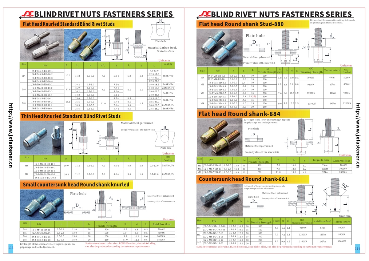 Thin Head Body Knurled Blind Rivet Studs