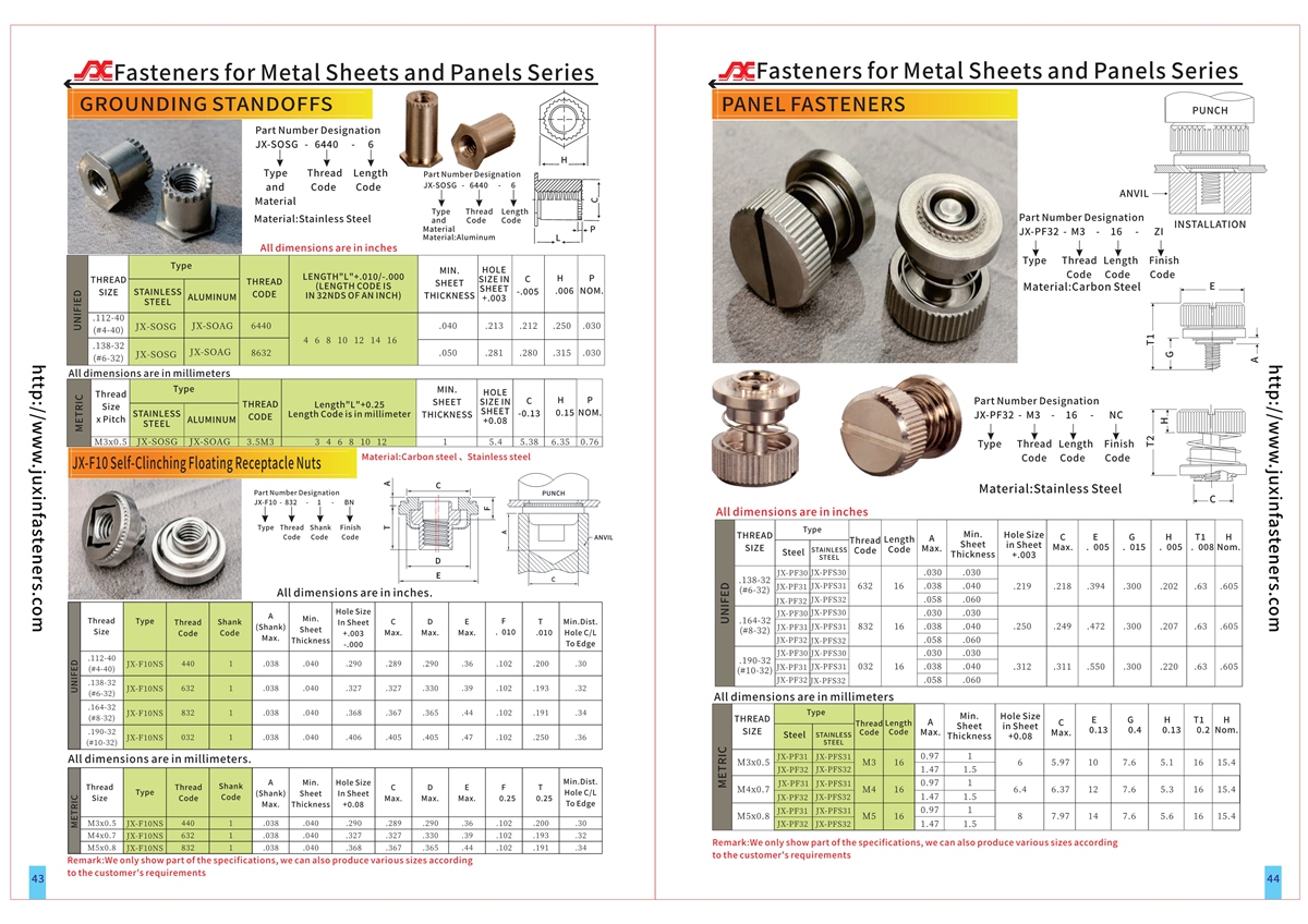 Locking Threads Self-Clinching Floating nuts JX-F10NS