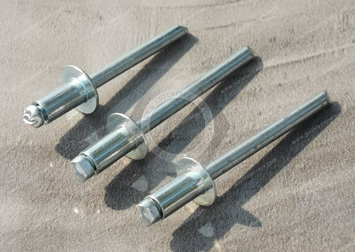 Zinc-Plated Steel Domed Head Blind Rivets Open End