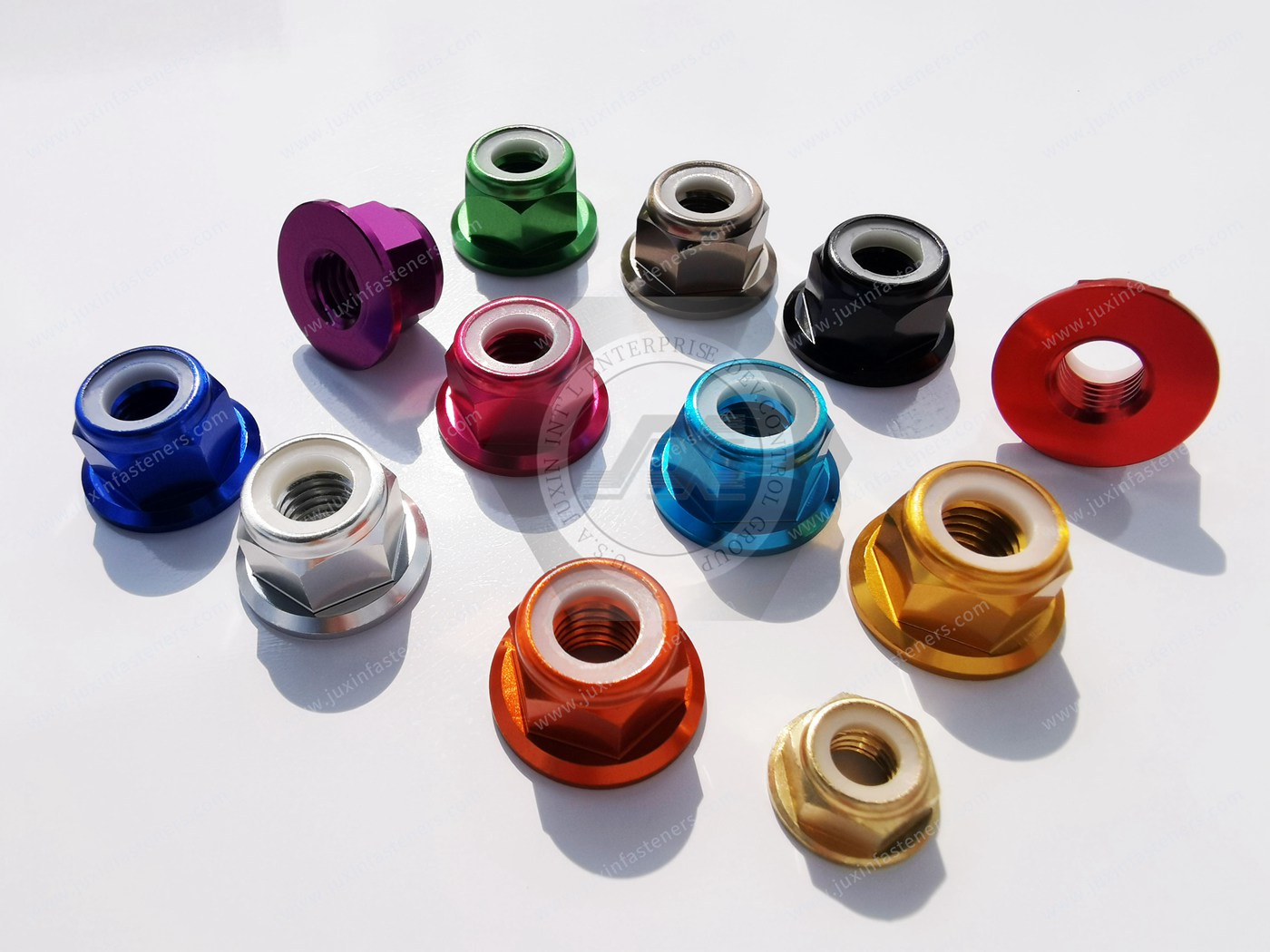 Multi-color aluminum alloy flange nylon nut color nylon ring flange nut lock nut