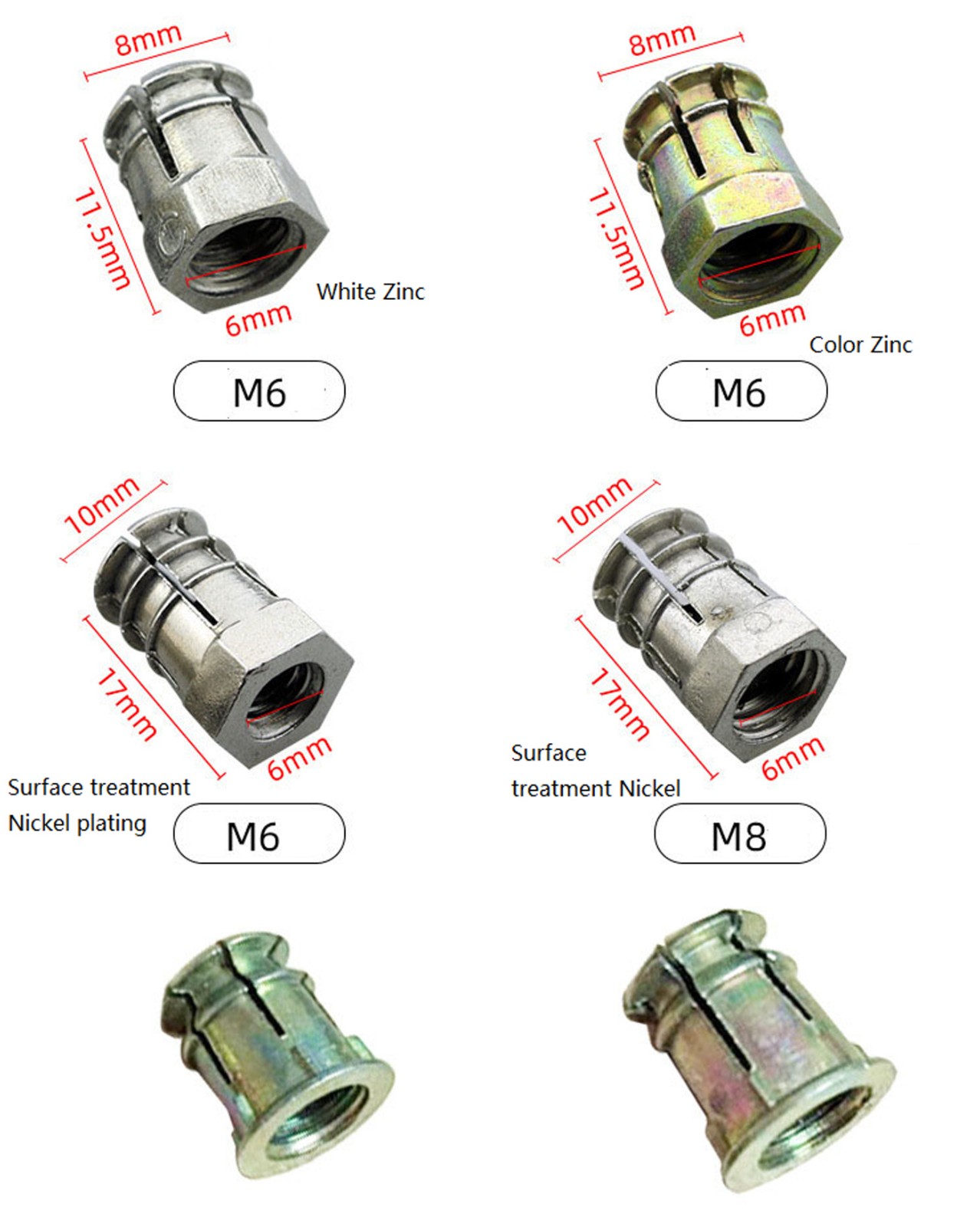 Zinc alloy expansion nut three-in-one connector/screw/eccentric wheel/connector/furniture expansion nut