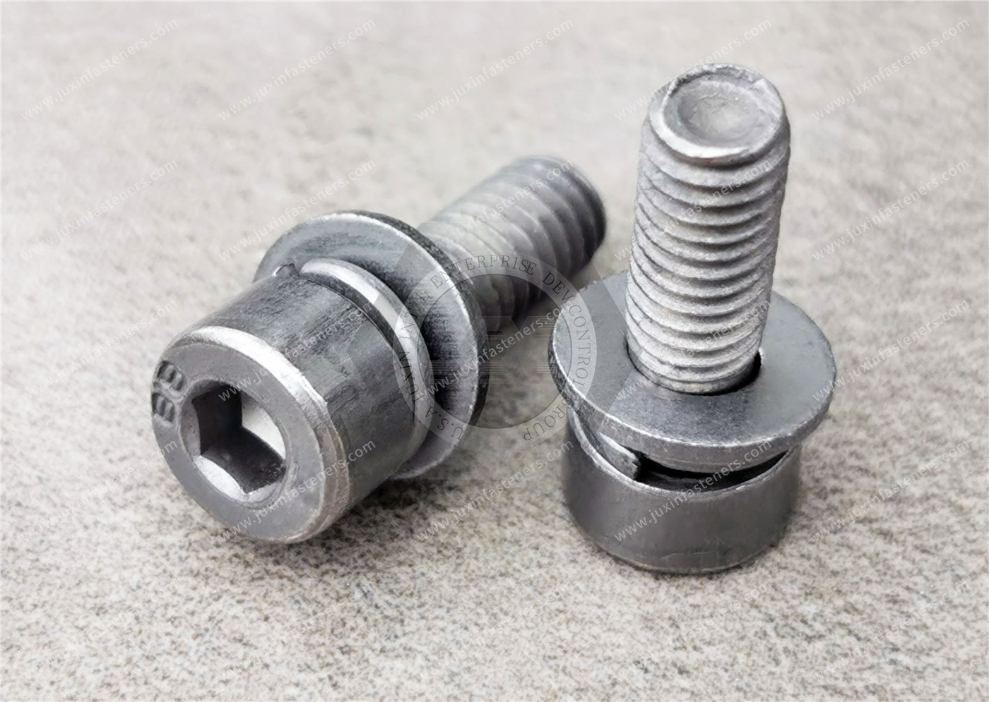 Alloy Steel Socket Head Screws with flat washer spring washer，Surface treatment electroplating environmental protection zinc-nickel alloy, neutral salt spray 720 hours without red rust