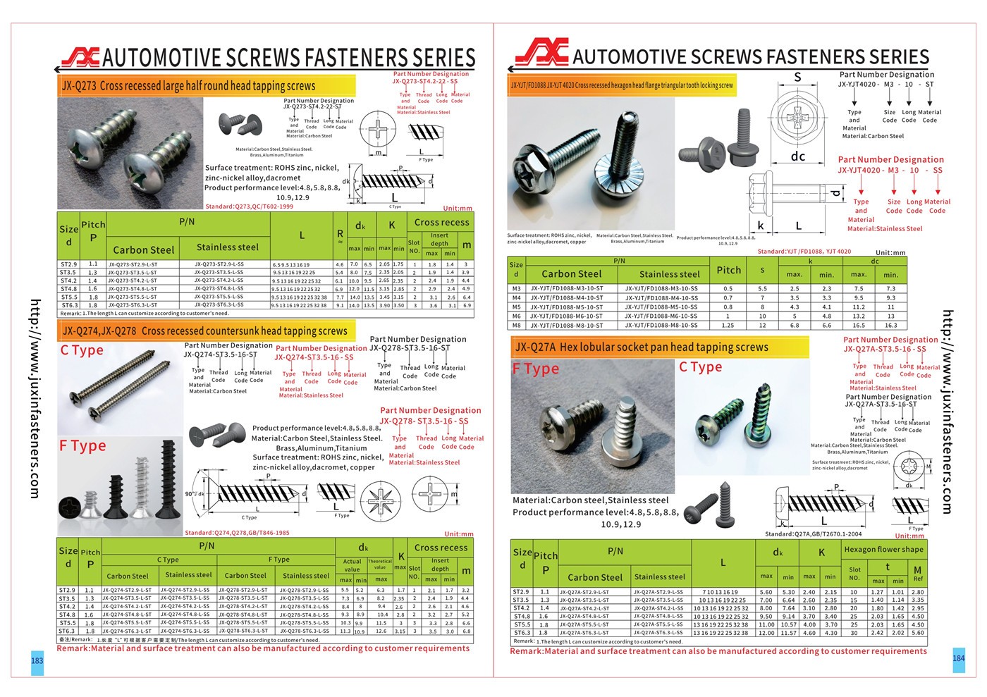 Cross Recessed Countersunk Head Tapping Screws C Type