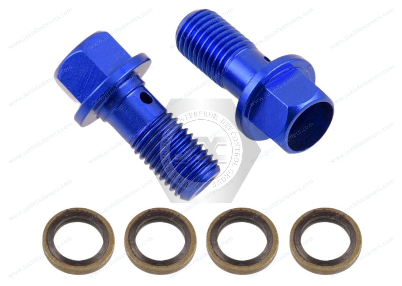 Blue Brake Aluminum Hexagon Flange Bolt, Threaded Rod Cross Hole