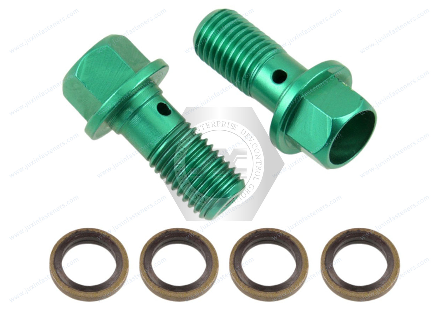 Green Brake Aluminum Hexagon Flange Bolt, Threaded Rod Cross Hole