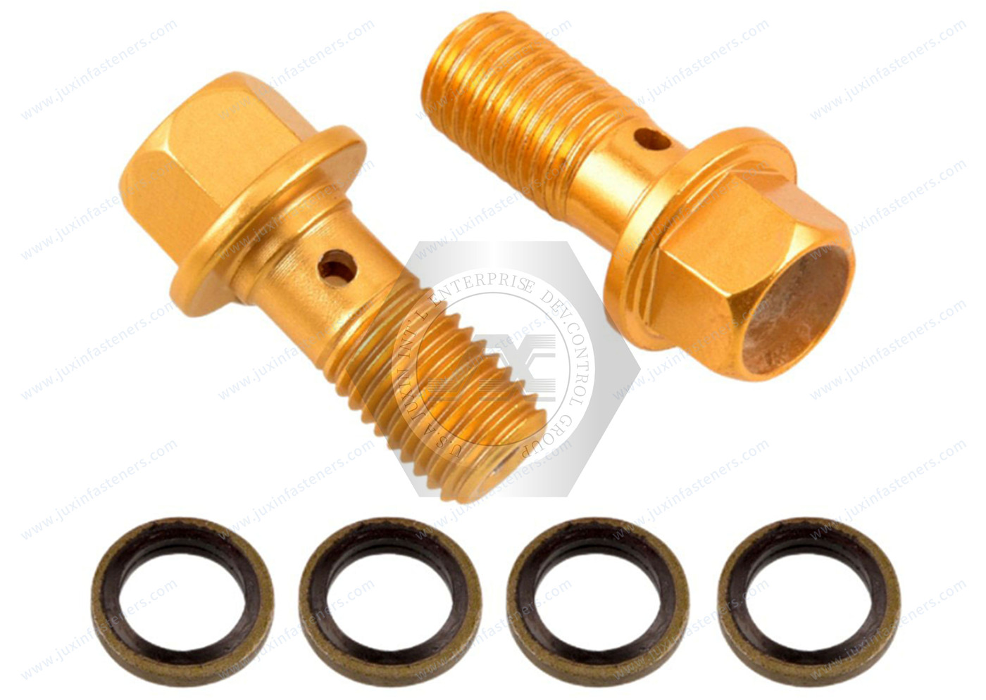 Gold Brake Aluminum Hexagon Flange Bolt, Threaded Rod Cross Hole