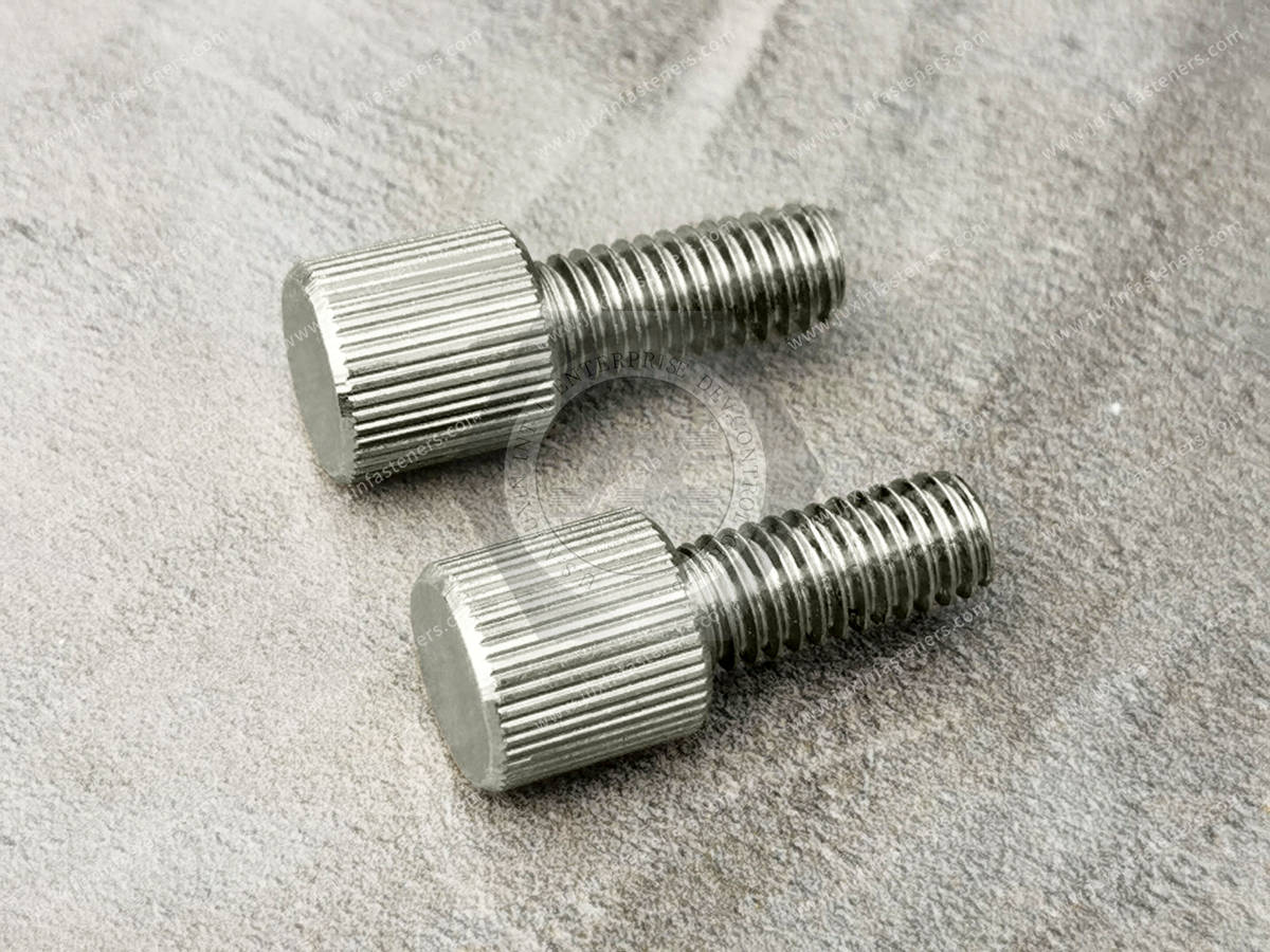 JX-21ZD125-M6-14-H10-SS, Stainless Steel High-Profile Knurled-Head Thumb Screws