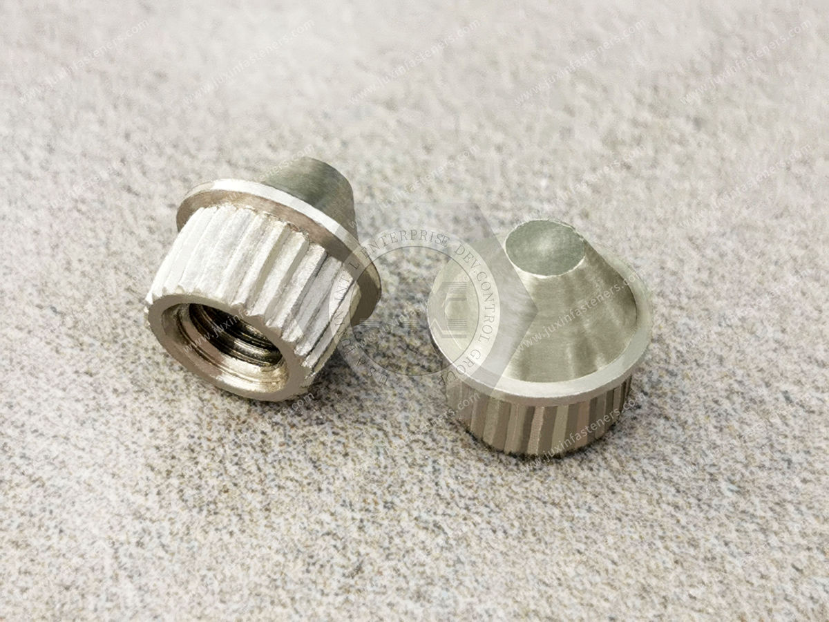 JX-21ZD126-M4-6-7-SS, CNC stainless steel machined knurled nuts