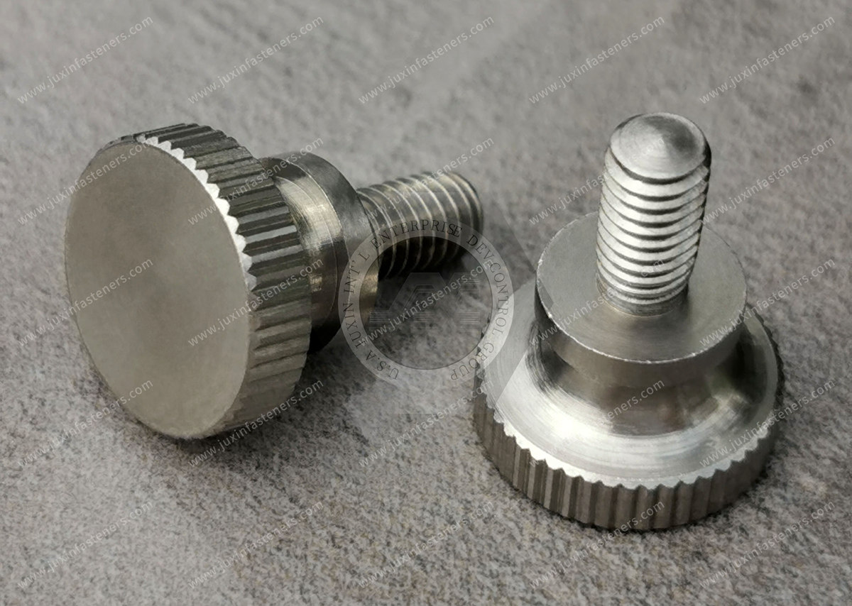 Stainless Steel Flared-Collar Knurled-Head Thumb Screws, JX-21JG148-M4-8-SS