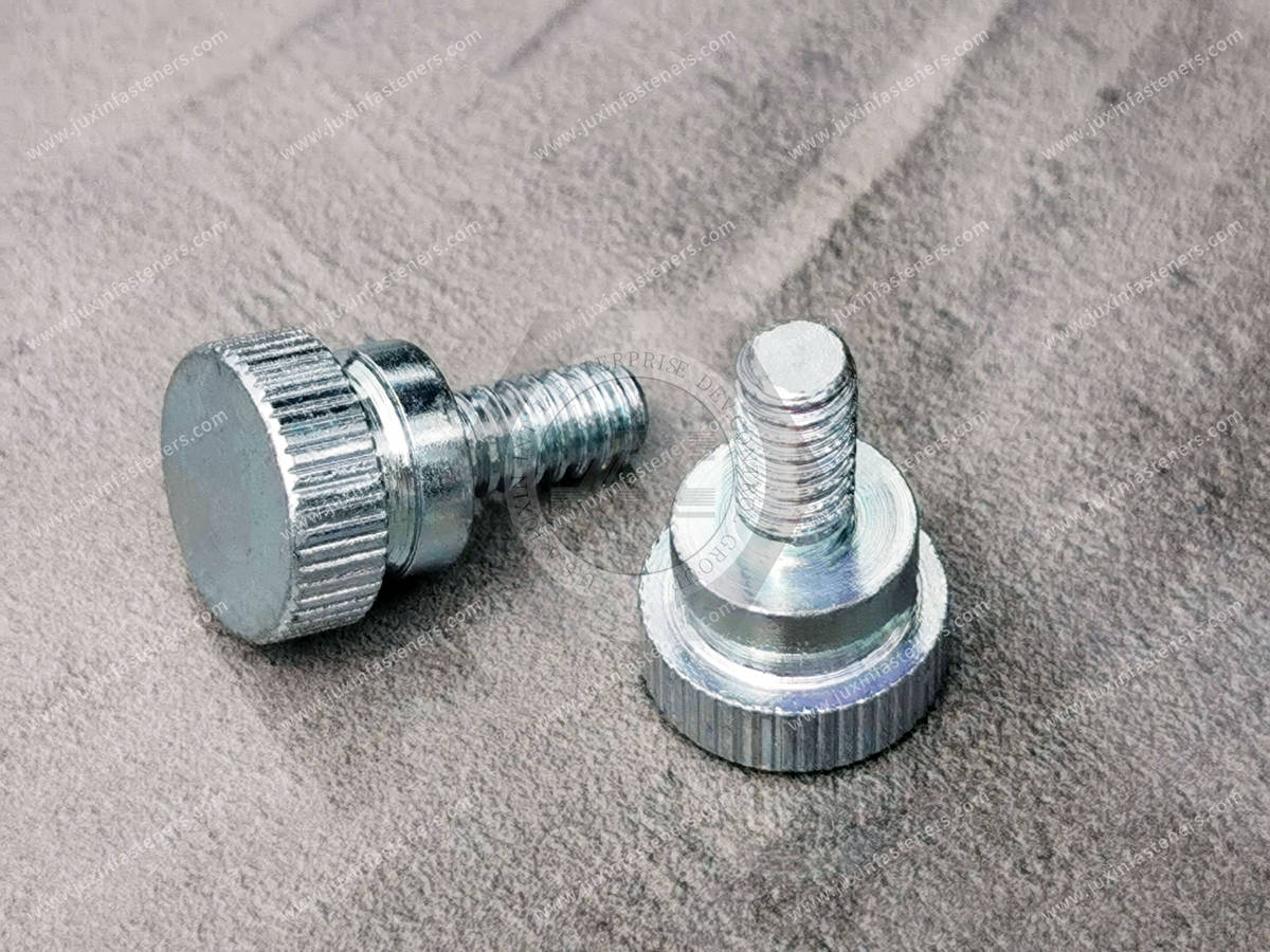 JX-21JG152-024-9-ST, Metric Steel Low-Profile Knurled-Head Thumb Screws, Surface treatment ROHS environmental protection color zinc