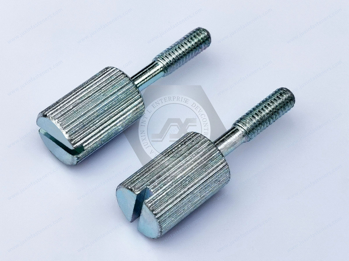 JX-21JG153-M4-18-H10-ST, Slotted Narrow Knurled-Head Thumb Screws, Surface treatment ROHS environmental protection color zinc