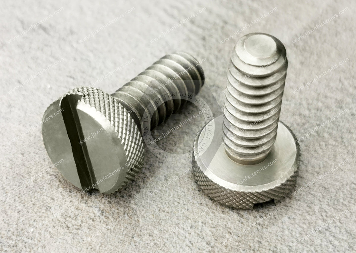 JX-21JG160-M5-8-SS, Stainless Steel Low-Profile Knurled-Head Thumb Screws M5