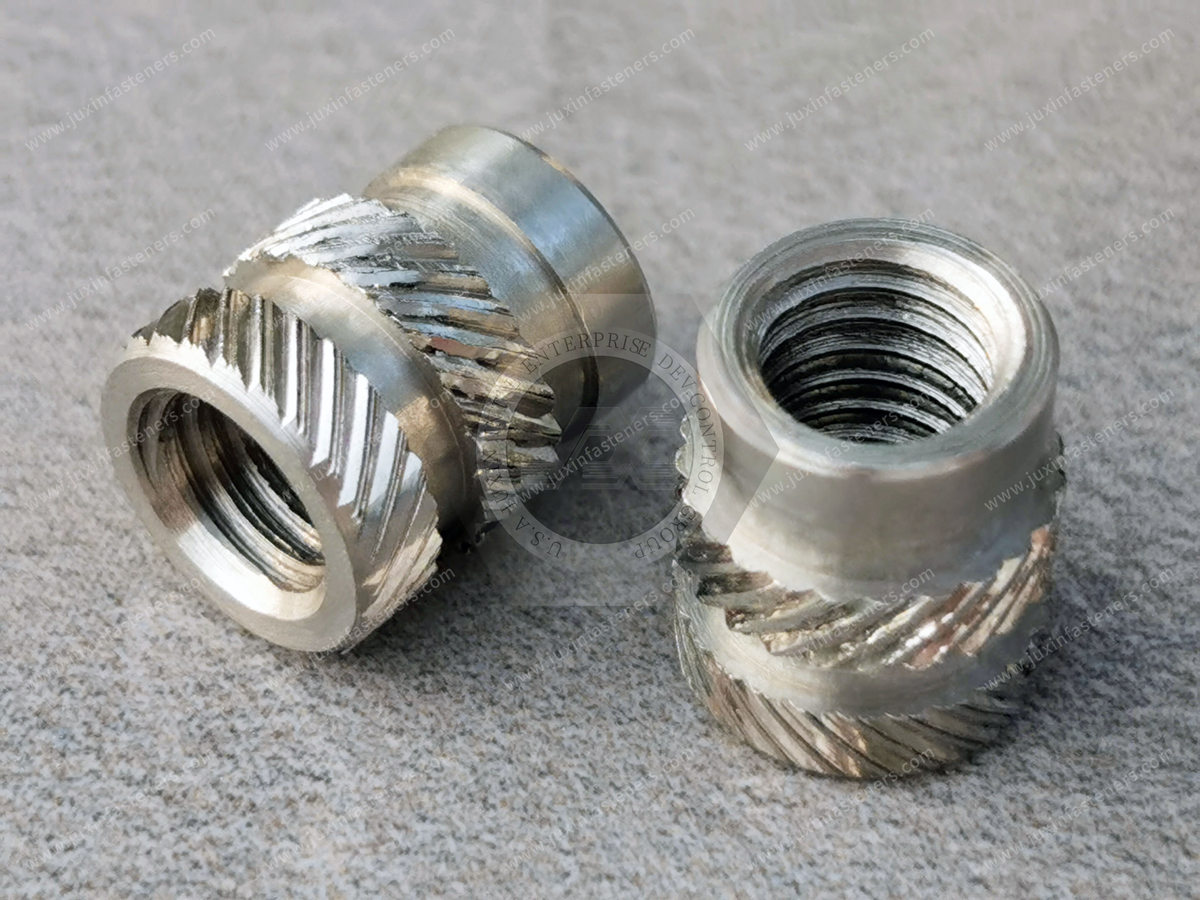 JX-21ZXG188-M5-D7.2-SS, Stainless steel Knurled insert fasteners for plastic nuts