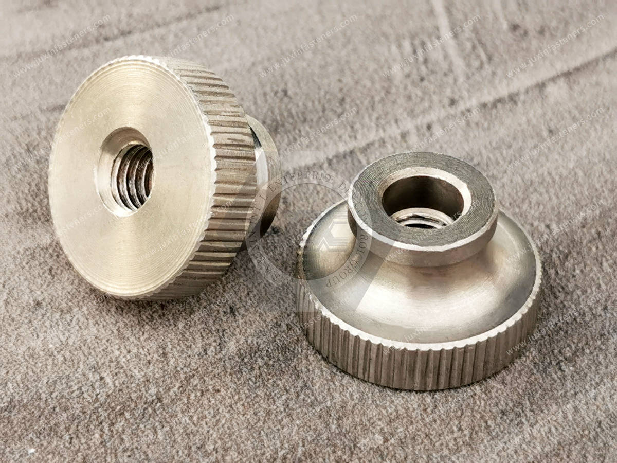 JX-21JG212-M6-12-D20-SS, Metric 18-8 Stainless Steel Flanged Knurled-Head Thumb Nuts