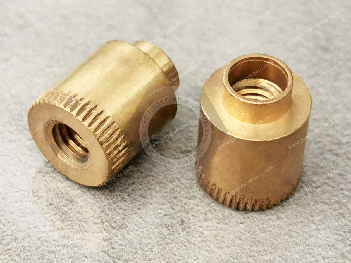 JX-21JG246-M5-9.63-B, JX-21JG244-D11.5-M6-H16-B, Brass CNC machining Self-clinching nut parts