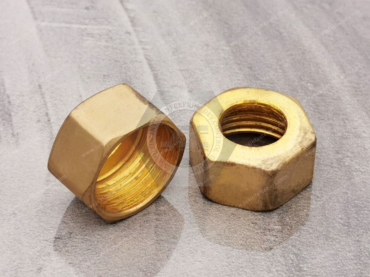 JX-21JG413-M10-B, CNC brass machining parts hexagonal brass nut joints, audio equipment, spotlight manufacturing, smart appliances, smart home production and manufacturing applications