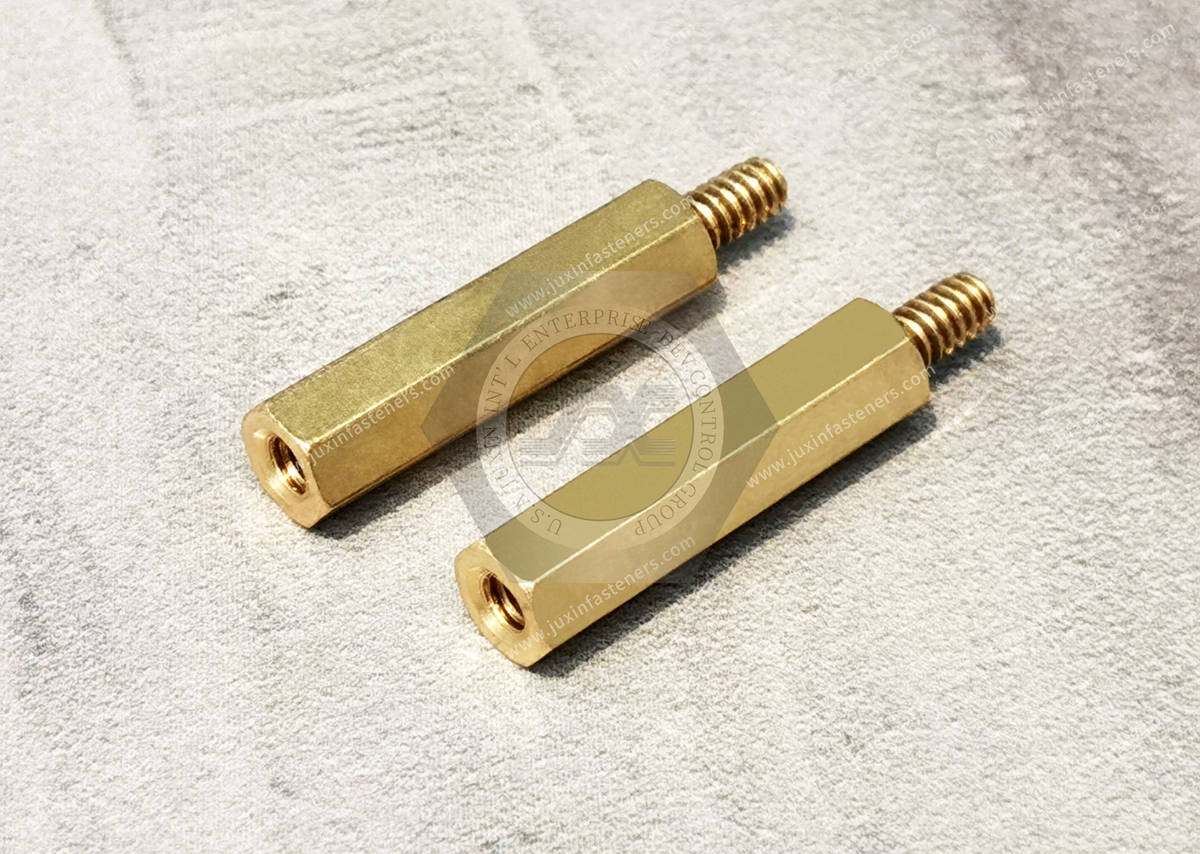 Brass Male-Female Threaded Hex Standoffs, JX-21JG418-M3-H4.72-32-B