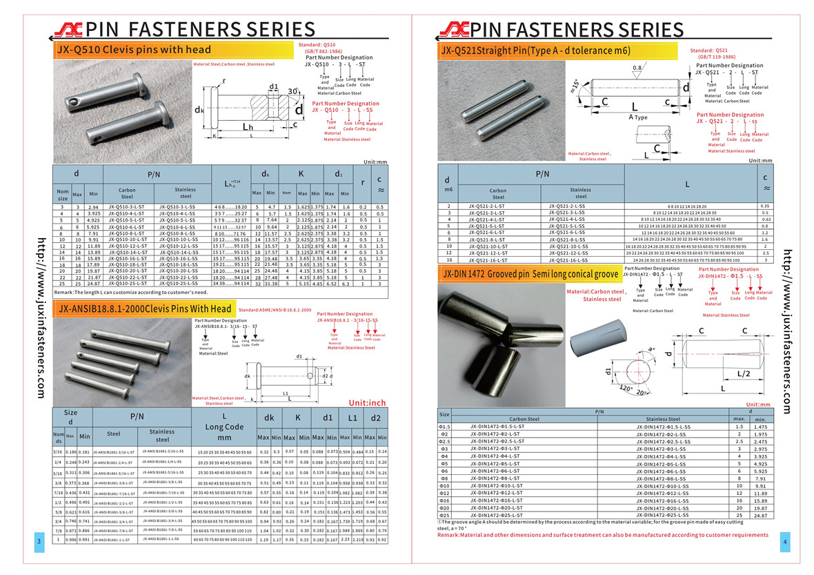 Grooved Pins, Half Length Taper Grooved