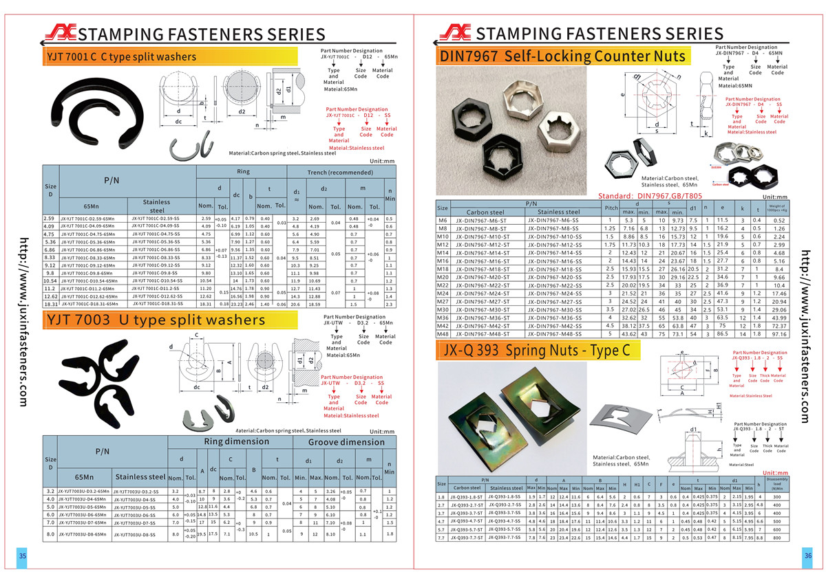 C type split washers &Retaining rings (crescent type) M 1800/H