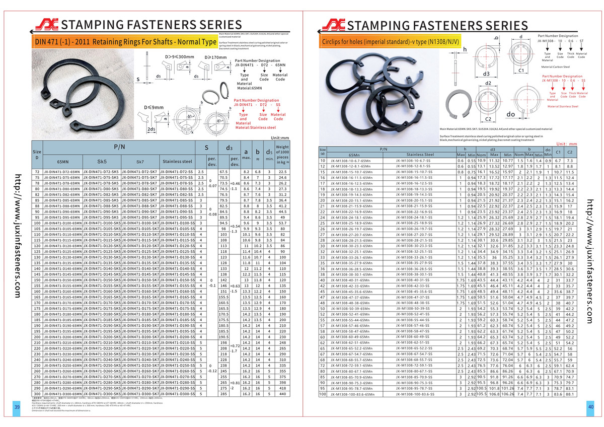 DIN471 Retaining Rings For Shafts - Normal Type