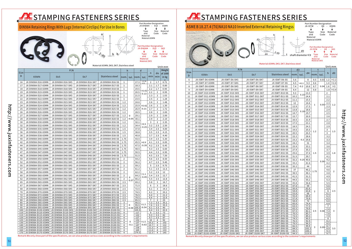 DIN984 Spring Retaining Rings With Lugs For Use In Bores (Internal Circlips)