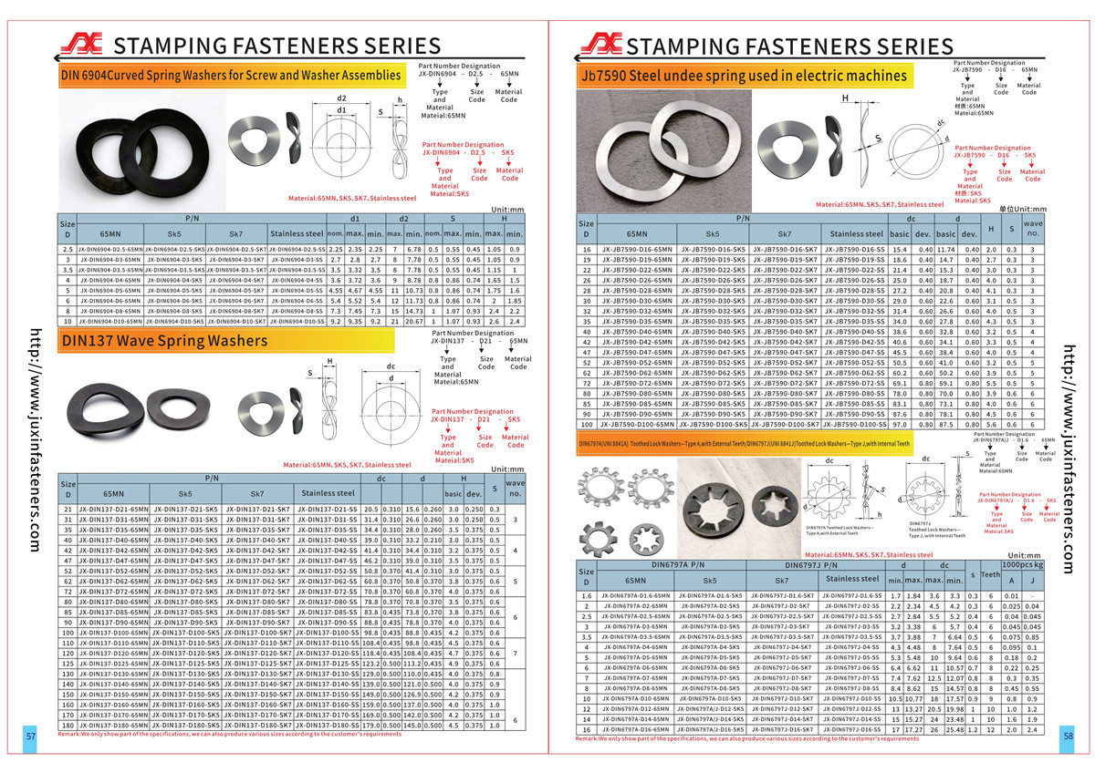 DIN6904 Wave spring washers for screw and washer assemblies