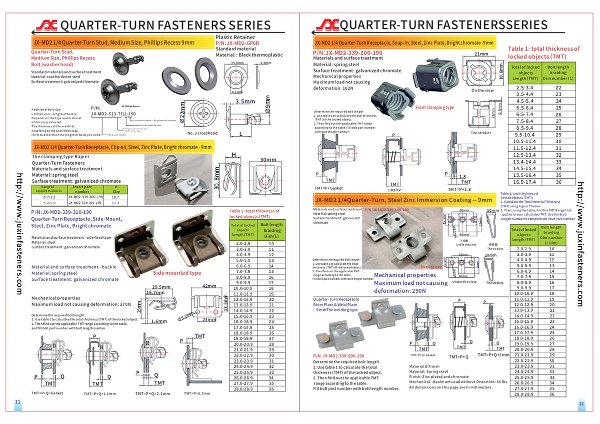 Quarter-Turn Receptacle, Size 4, Rivet-on, Steel, Zinc Immersion Coating