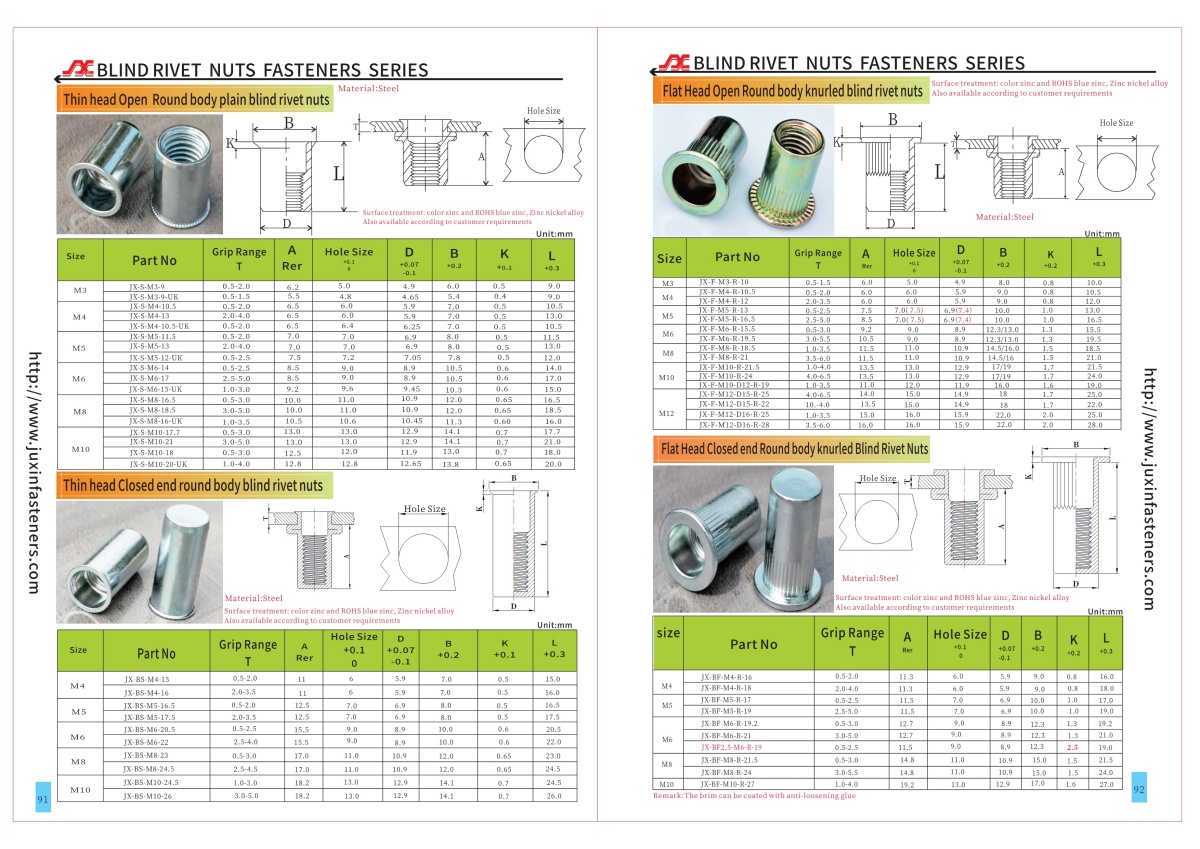 Thin Head Open end  Round Body Plain Blind Rivet Nuts