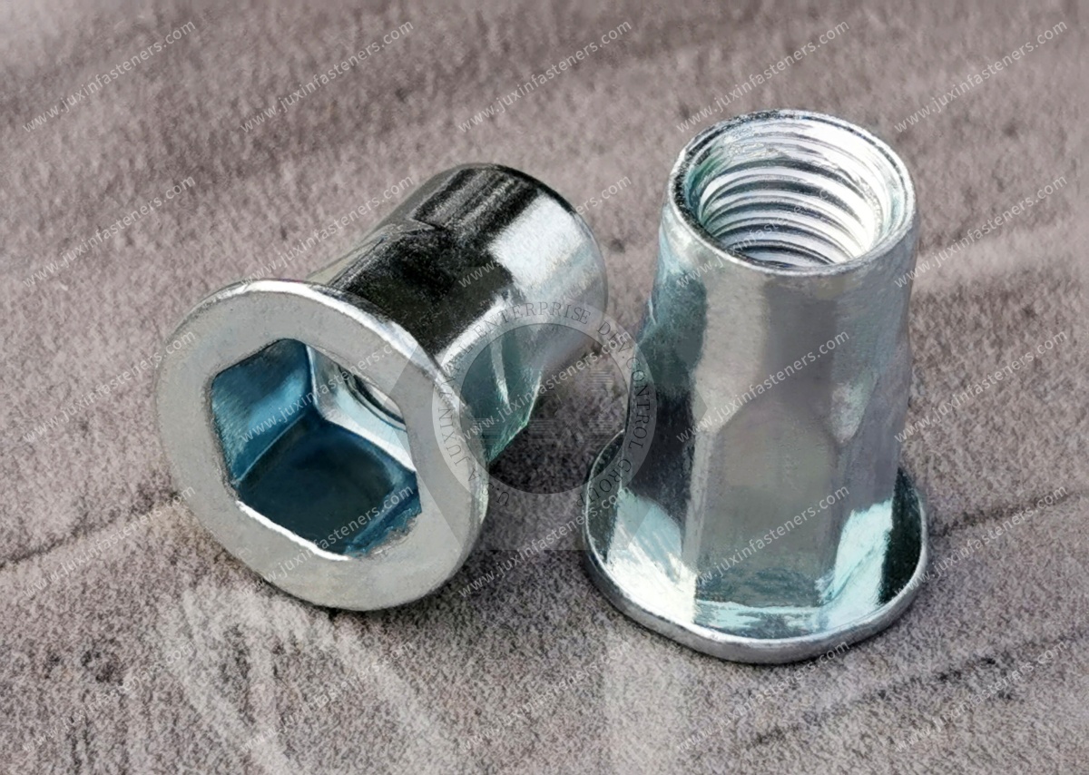 Flat Head Open end Half hexagon inside and outside body  blind rivet nuts --Open end