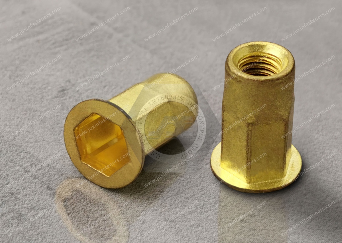 Flat Head Open end Half hexagon inside and outside body  blind rivet nuts --Open end