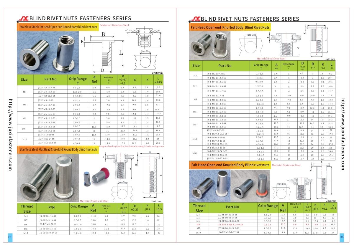 Flat Head Open end  Round Body Plain Blind Rivet Nuts—Open End