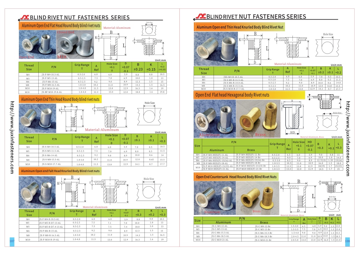 Flat Head Open  Round Body Plain Blind Rivet Nuts—Open End