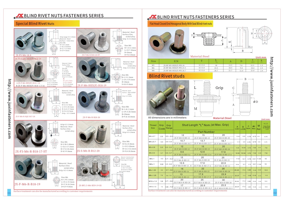 Flat Head Open end Full Hexagonal body Blind Rivet Nuts—Open End, Pressure tight - blind rivet nut with sprayed seal