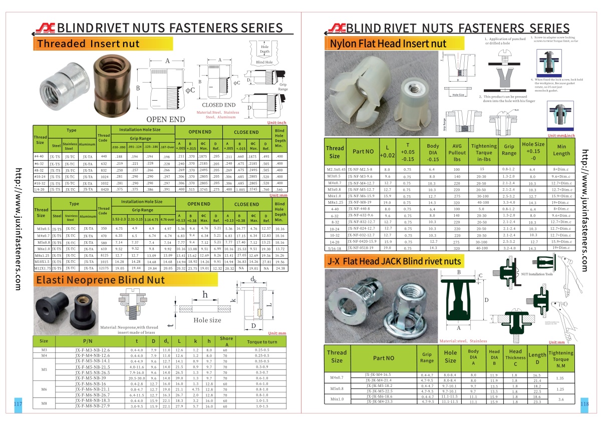 Thin Head Threaded Blind rivet Nuts