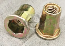 Inch Flat Head Open end Half hexagon inside and outside body  blind rivet nuts --Open end