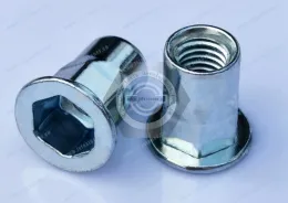 Inch Flat Head Open end Half hexagon inside and outside body  blind rivet nuts --Open end