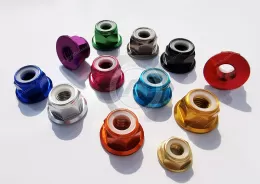 Multi-color aluminum alloy flange nylon nut color nylon ring flange nut lock nut