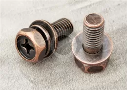 Carbon Steel Cross Recessed Hexagon Bolt With Indentation,Single Coil Lock Washer And Plain Washer Assemblies ,Surface treatment electroplating environmental protection copper