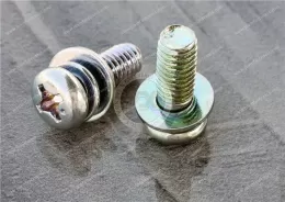 Carbon Steel Phillips pan head Screws with flat washer spring washer,Surface treatment electroplating environmental protection color zinc