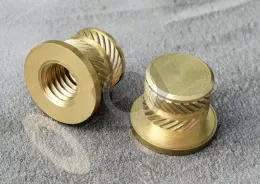 JX-21QJG408-M8-B, CNC brass machined parts knurled insert nuts fasteners for plastic, ultrasonic equipment, transformer equipment, automotive manufacturing applications