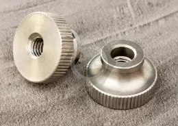 JX-21JG212-M6-12-D20-SS, Metric 18-8 Stainless Steel Flanged Knurled-Head Thumb Nuts