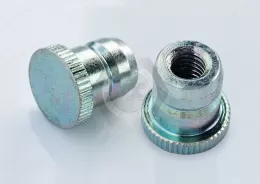 JX-22JG532-M5-D12-12-ST, steelknurled insert nut is a new type of nut, surface treatment electroplating environmental protection ROHS color zinc